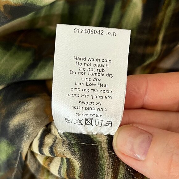 Ronen Chen Animal Print Stripe V-Neck‎ Long Sleeve Tunic Blouse Sheer 5/ US 14 - Picture 9 of 9